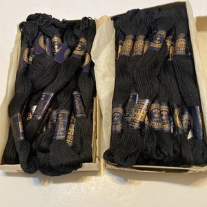 Lot Of 48 Skeins Black 0403 Cotton 8 Metros Unused Embroidery Floss 6 Ply - Picture 1 of 5