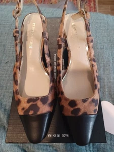 Kenneth Cole Leopardenmuster Wildleder Slingback Pfennigabsatz Pumps. Gr. 6. Neu. Stylisch - Bild 1 von 10