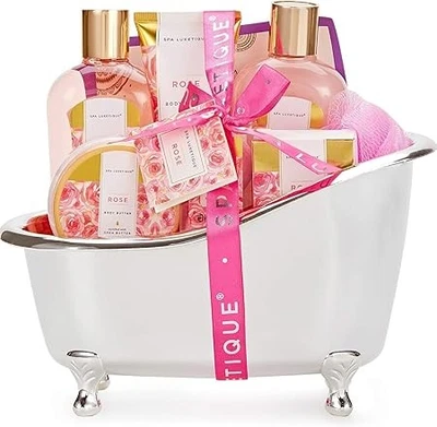 Spa Luxetique Spa Gift Set, Pamper Gifts for Women, 8pcs Rose Bath Gift Sets wit