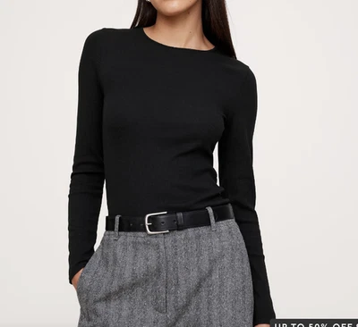 NUEVO Pack de 2 camisetas acanaladas Banana Republic negras blancas XL para mujer Foto 1 de 4