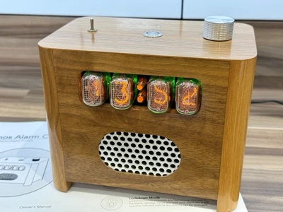 Nixie Ramos Alarm Clock by Paul Sammut Teak Wood Original Kickstarter Rare LED - Image 1 of 4