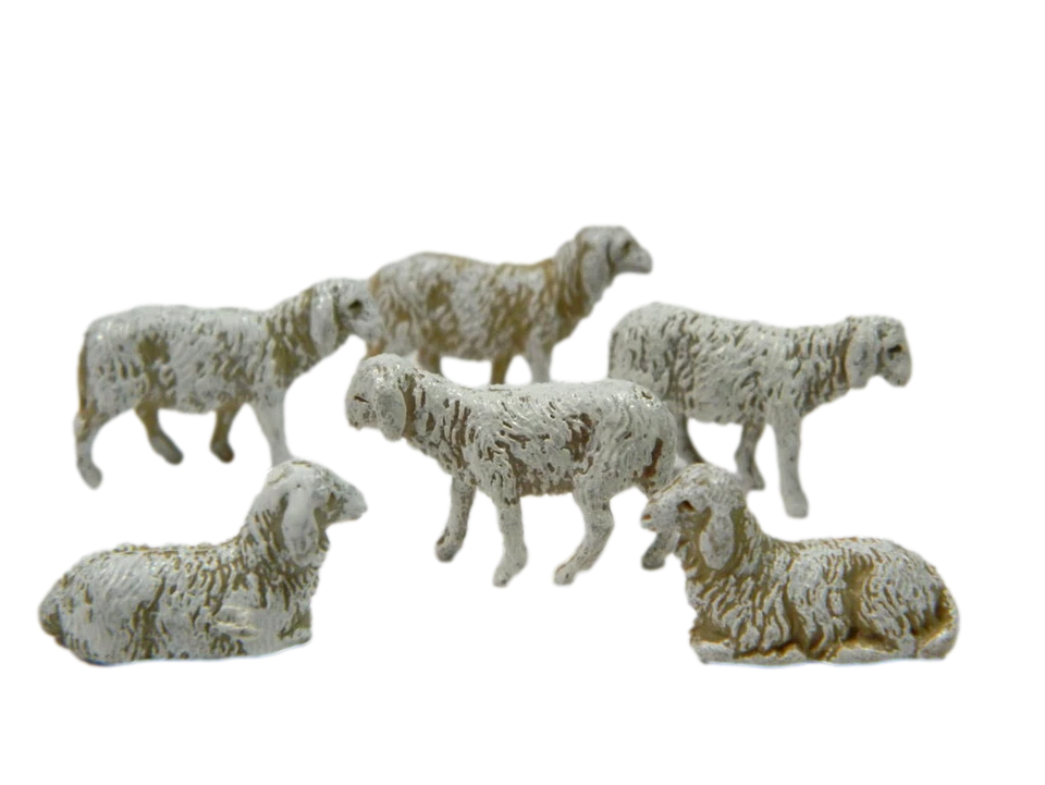 Set 6 Pecore Landi Assortite per Pastori Alti cm Cm 3,5 Pecora Gregge Presepe - Immagine 1 di 1