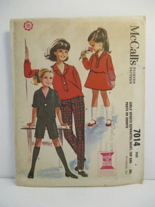 McCall's Pattern 7014 Girls Skirt Top Pants Shorts Size 4 Breast 23 Cut Complete - Picture 1 of 12