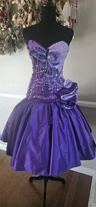 Vintage 1980s Purple Two Toned Sequined Prom Dress By Alyce Designs Mkd Sz 8 - Picture 1 of 10
