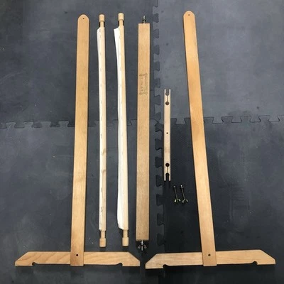 Vintage Needlepoint Scroll Frame Stand Wooden - Image 1 of 4