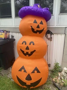 Gemmy luftgeblasen aufblasbar 8 Fuß groß Halloween Kürbis wetterfest leuchtet - Bild 1 von 6