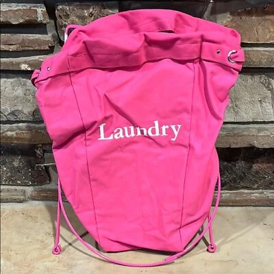 Cesta de lavandería Pottery Barn Kids de lona rosa 100 % algodón 22" de alto Foto 1 de 4