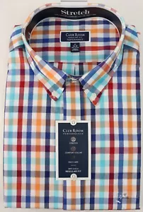 New Mens Club Room Performance Regular Fit Summer Check Dress Shirt XL 17 34/35 - Picture 1 of 1