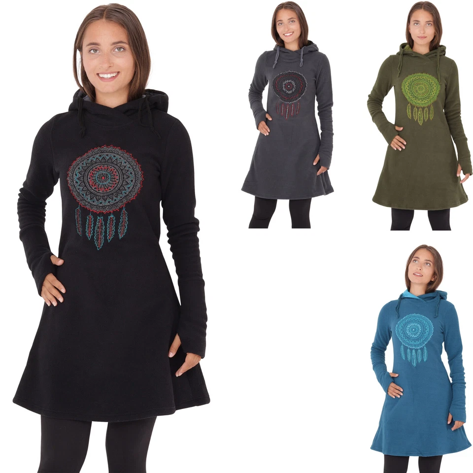 PUREWONDER fleece dress with dreamcatcher and hood dr31 - Image 1 of 1