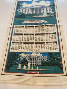 Souvenir Vtg Tea Towel WHITE HOUSE Washington D.C. 1965 Linen Calendar, Johnson - Picture 1 of 8