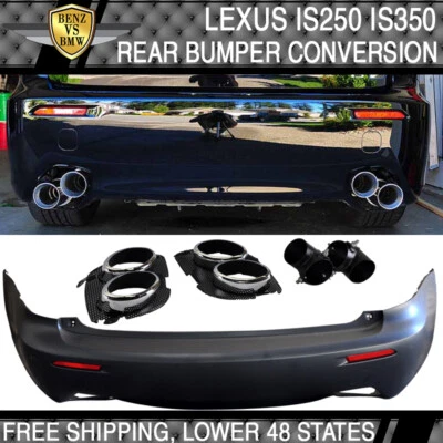 Fit 06-13 Lexus IS250 IS350 Rear Bumper Conversion IS-F ISF Dual Tip - Imagem 1 de 4