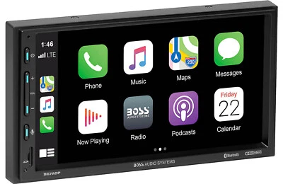 BOSS ELITE BE7ACP 2 DIN 7" Android Auto Apple CarPlay Bluetooth 2-USB Receiver  - Image 1 of 4