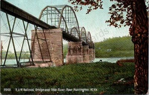 K14/ Huntington West Virginia Postcard c1910 N&W Railroad Bridge 426 - Picture 1 of 4