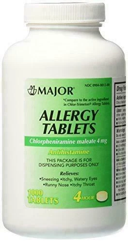 Major Pharmaceuticals 4mg Chlorpheniramine Maleate Allergy Relief Tablet - 1000 Count
