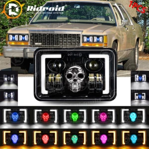 4x6" RGB LED Headlights DRL Hi/Lo Beam For Ford LTD Crown Victoria Mustang 77-97 - Picture 1 of 24