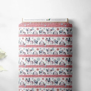 100% Cotton Christmas Jolly Robins Print Children Craft Fabric | 140cm Wide | FQ - Picture 1 of 4