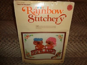 VTG 1978 NIP RAINBOW STITCHERY CREWEL EMBROIDERY WOOFITS "TANDEM HOLIDAY" KIT  - Picture 1 of 4