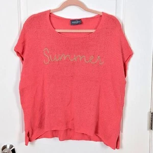 Wooden Ships | Coral Summer Embroidered Knit Top Size Small - Picture 1 of 6