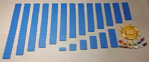 Blue Double 18 Domino Set w/ Unpainted Dots, 12-Player Hub, Markers & Container - Picture 1 of 16