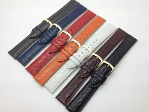 16mm 17mm 18mm 20mm MS717 Hadley Roma Crocodile Grain Genuine Leather Watch Band - Picture 1 of 28