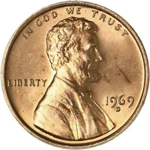1969 D Lincoln Memorial Cent Uncirculated US Mint - Picture 1 of 2