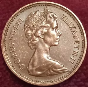 1971 UK 1 New Penny - UK Original Of ELIZABETH II D•G•REG•FD *Gem* - Picture 1 of 2