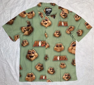 NEW Dumbgood DINOSAURS Men Sz L Button Up Shirt Logo 90s TV TGIF Green - Picture 1 of 6
