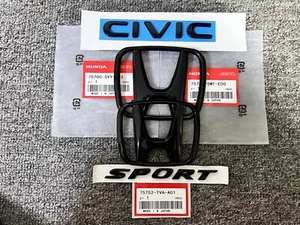 Genuine OEM Gloss Black Logo Emblem Set For CIVIC 22-25 Sport Touring Hatchback - Picture 1 of 7