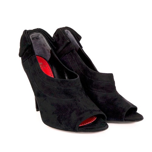 38 5 NUOVE décolleté Moschino economiche e chic vintage nere scamosciate fiocco TACCHI A PUNTA APERTA