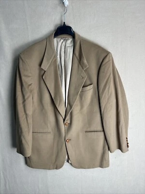 男式定制 TAILORED 重型羊绒棕色 2 纽扣运动外套 46L — 第 1/4 张图片