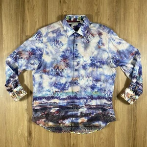 Camisa de lino Robert Graham manga larga abotonada para hombre mediana The Tribe camel usada en excelente estado - Imagen 1 de 18