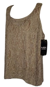 MSK Women Lace Overlay Tank Top Sz 2X Metallic Thread NWT! Made in USA - Picture 1 of 2