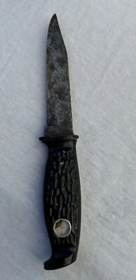 Faca de bússola colonial antiga 9"? Cabo de plástico preto marcado EUA - Imagem 1 de 4