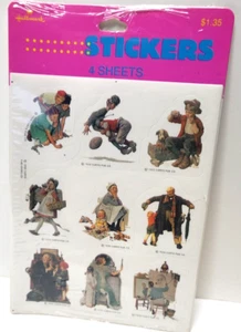 Vintage NORMAN ROCKWELL Sticker 4 Sheet Pack CURTIS Publishing Co Hallmark 1990 - Picture 1 of 8