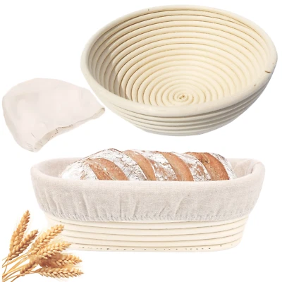 Gärkorb Gärkörbchen Brotteig Gärkörbe Korb Brotform aus Rattan inkl Leineneinsat - Bild 1 von 4