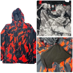 Volcom Men’s XL Snowboard Ski Jacket Red Black Camo Face Tech 2 Mask Hood 10K - Picture 1 of 20