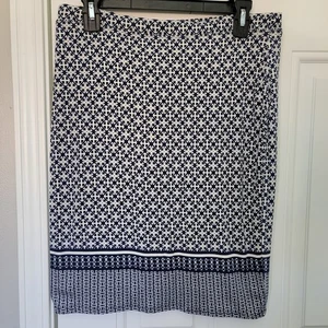 Neu mit Etikett Max Studio blau weiß geometrisches Muster Schlupfrock dehnbar Größe Medium - Bild 1 von 8