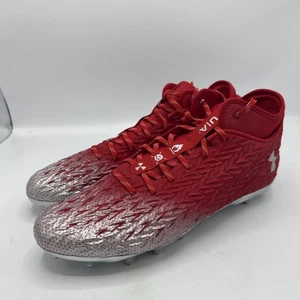 Under Armour Spotlight Clone 4 MC Silver Red Football Cleats Men's Size 13 - Picture 1 of 13