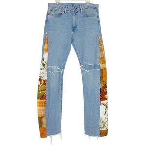 Jeans Levi’s 510 personalizzati vita 30 31 donna taglia 10 12 upcycled vintage denim - Foto 1 di 14
