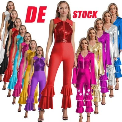 DE Damen Wet Look Body One Piece Bodycon Langarm Reißverschluss Catsuit Clubwear - Bild 1 von 4