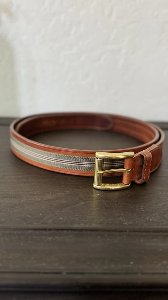 Cinturón COACH Vintage Raro Para Hombre Unisex Talla 42 Hecho en Italia Cuero Marrón Grosgrain Foto 1 de 4