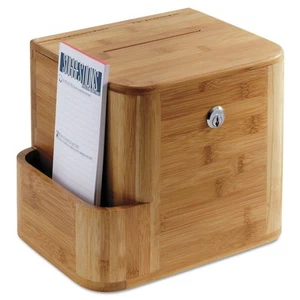 Safco 4237NA 10 x 8 x 14 Bamboo Suggestion Boxes - Natural New - Picture 1 of 5