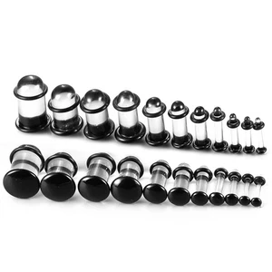 Kits de estiramiento de vidrio negro de una sola llamarada 10 piezas expansor cónico corto con frotamiento... - Imagen 1 de 7