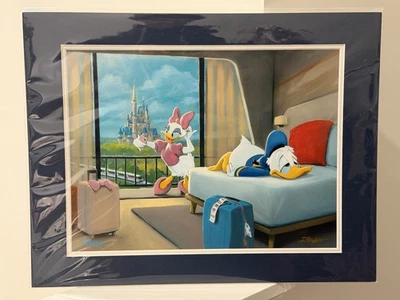 Impresión artística de 14x18 del hotel Donald Daisy Duck Rob Kaz de los parques de Disney registrados - FIRMADA Foto 1 de 4