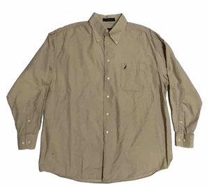 Vintage Nautica Beige Cord Knopfleiste Hemd Langarm Herren L 16-16 1/2 32-33 - Bild 1 von 13