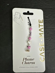 Case-Mate mini téléphone breloque perles rose violet or coeurs perles - Photo 1 sur 4
