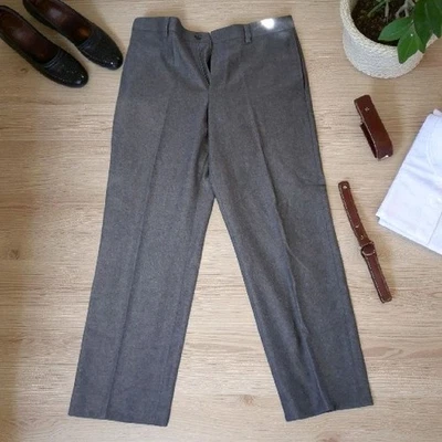 L.L. Bean Men’s 100% Wool Dress Pants – Gray, Size 35W – Classic Tailored... - Image 1 of 4
