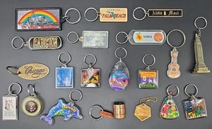 Lot Of 20 Keychains Travel Locations Souvenir Unique Collectible Keyring Vtg Mod - Picture 1 of 8