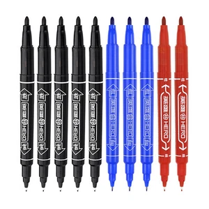 10x Fineliners Felt Tip Pens Dual Nibs Permanent Marker Pens Black Blue Red Ink - Picture 1 of 16