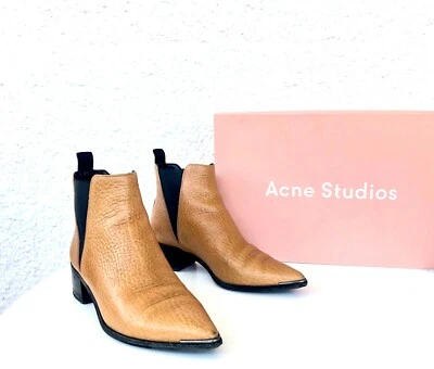 ACNE STUDIOS Jensen Ankle Boots Beige / Wheat Grain Leather Size 36 / US 6 - Image 1 of 4